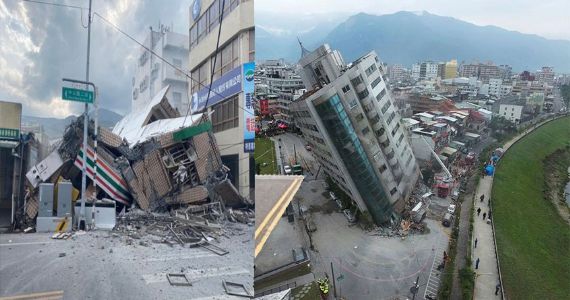 taiwan earthquake; इमारती जमीनदोस्त, मोठं नुकसान