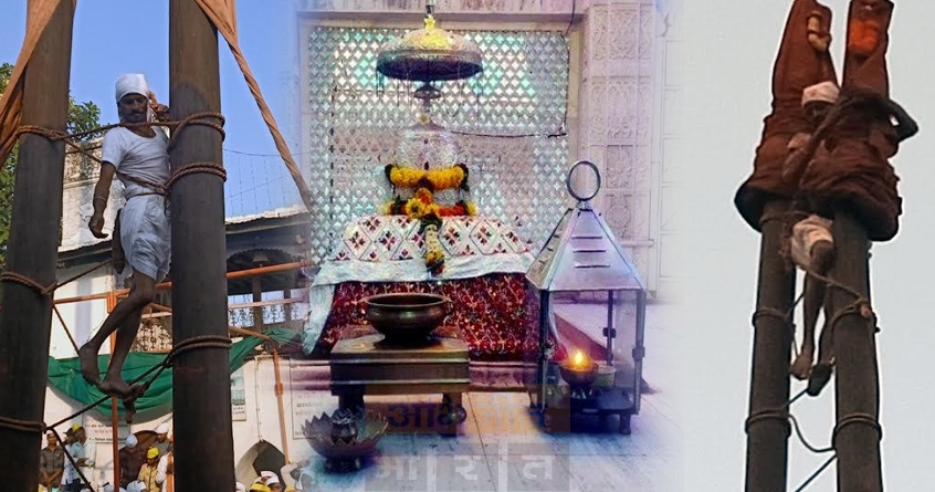 new-flag-raised-devotees-saonga-vitthoba-temple - Abhijeet Bharat