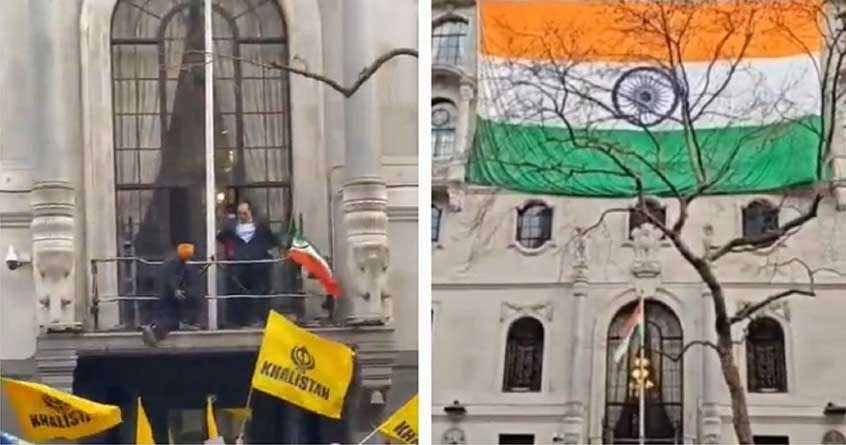 Khalistani protestors pulls down Tricolour in UK