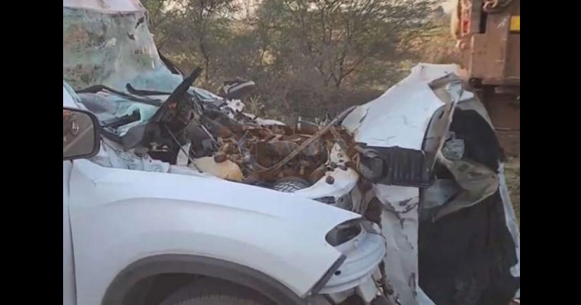 Speeding car hits truck