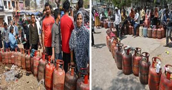 गॅस तुटवड्याने नागपूरकर हैराण; छोटा ताजबागमध्ये सिलेंडरसाठी लांबच लांब रांगा