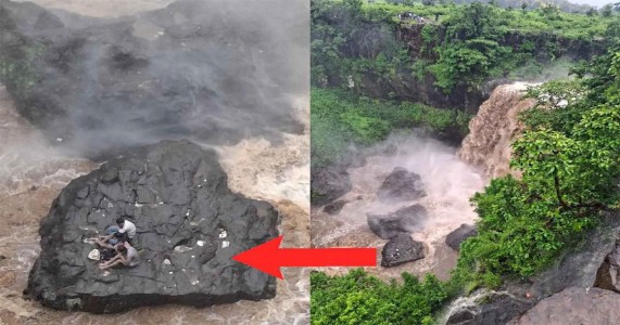 कुकडीखापा धबधब्यात अडकले नागपूरचे चार तरुण; १५० फूट दरीत उतरून SDRFने वाचवले प्राण